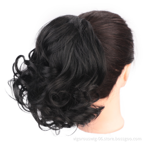 Vigorous Synthetic Body Wave Drawstring Ponytail Hair Extension Hight Puff Hair Bun Chignon Hair Piece